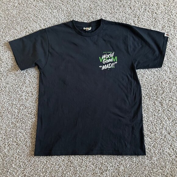 BAPE Mens Sz L Bathing Ape WGM "World Gone Mad" Black Graphic T-Shirt - Picture 2 of 9